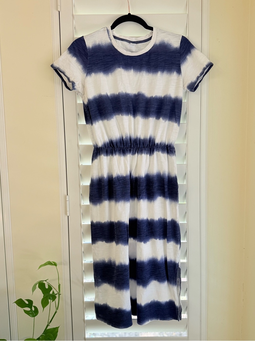Old Navy Petite Tie Dye Midi Dress Size S Petite Blue White Coastal Americana